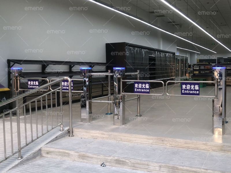 Cadena de supermercado instalada puerta abatible de supermercado de belleza cúbica ST100